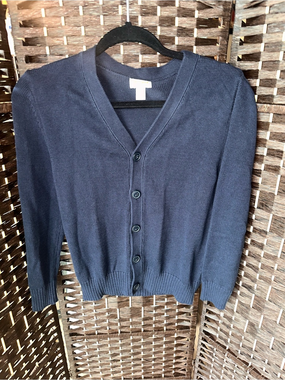 Boys Navy V-Neck Button Cardigan Sweater- Size M (8)